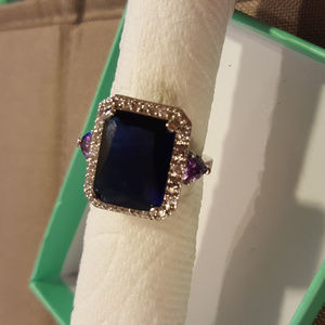 dark blue ring size 8 amethyst and sapphire